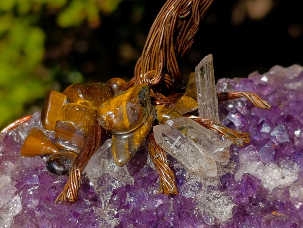 Hand Made Mixed Mineral Wire Wrap Trees x 2 From South Africa - Toprock Gemstones and Minerals 