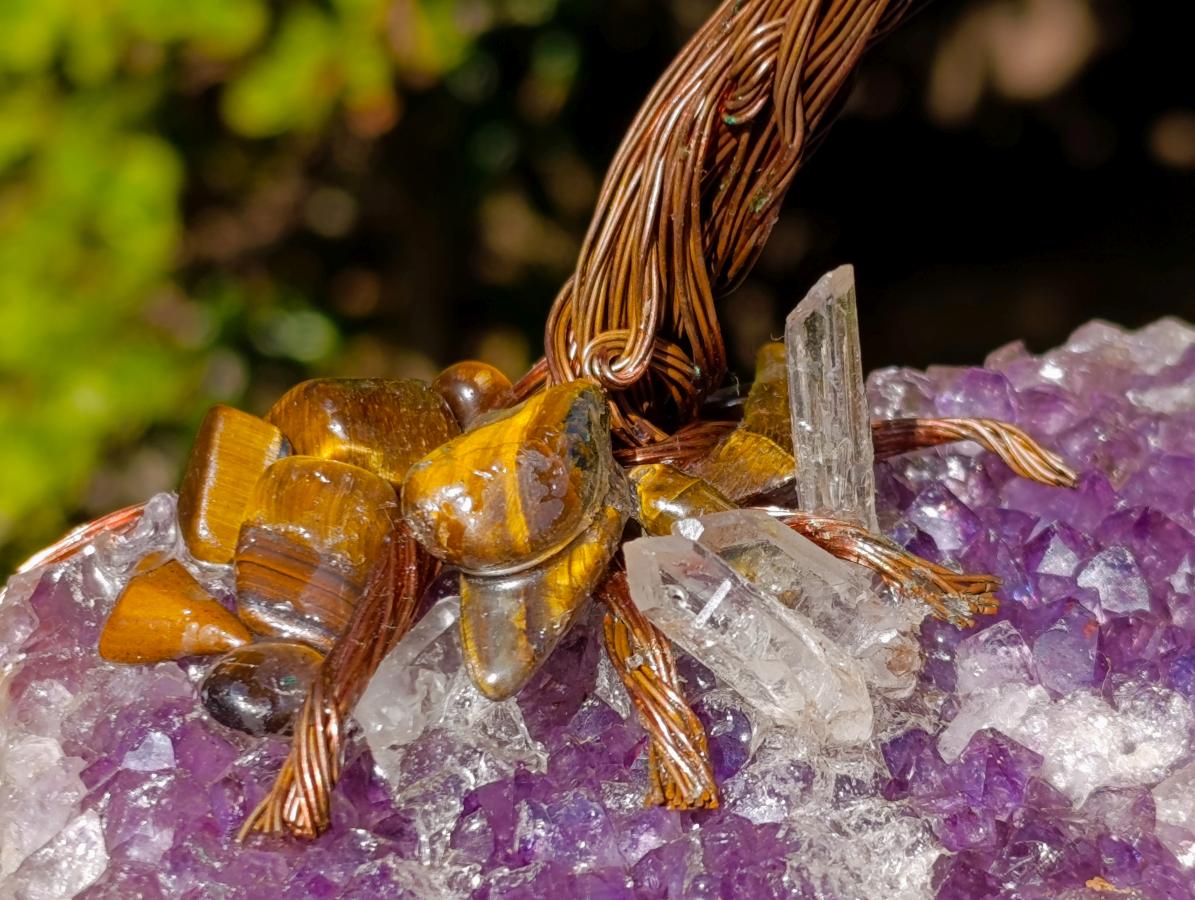 Hand Made Mixed Mineral Wire Wrap Trees x 2 From South Africa - Toprock Gemstones and Minerals 