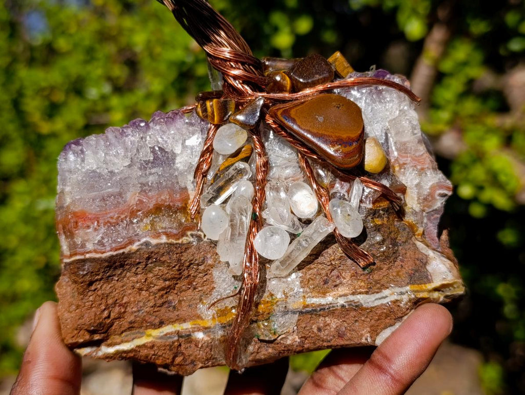 Hand Made Mixed Mineral Wire Wrap Trees x 2 From South Africa - Toprock Gemstones and Minerals 