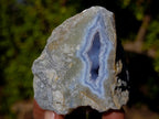 Polished One Side Blue Lace Agate Geodes with Dog Tooth Calcite x 12 From Nsanje, Malawi - Toprock Gemstones and Minerals 