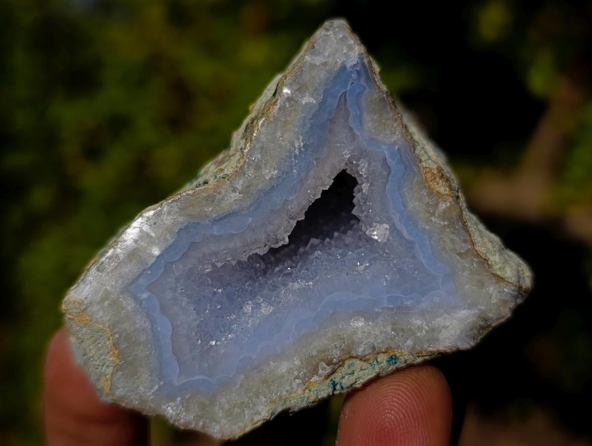 Polished One Side Blue Lace Agate Geodes with Dog Tooth Calcite x 12 From Nsanje, Malawi - Toprock Gemstones and Minerals 