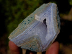 Polished One Side Blue Lace Agate Geodes with Dog Tooth Calcite x 12 From Nsanje, Malawi - Toprock Gemstones and Minerals 