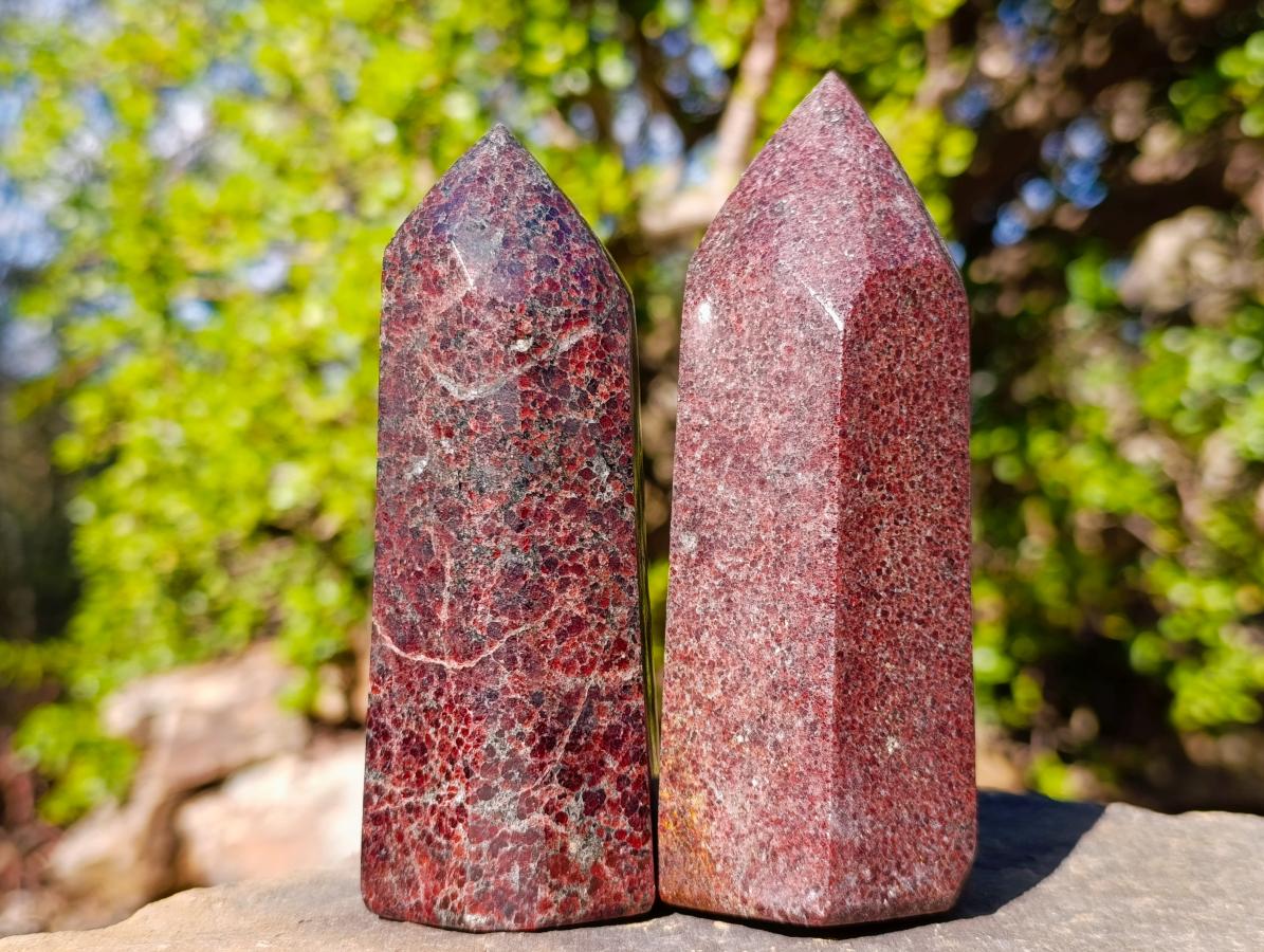 Polished Garnet Display Crystals x 2 From Mahajanga, Madagascar - Toprock Gemstones and Minerals 