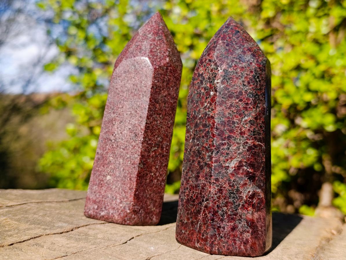 Polished Garnet Display Crystals x 2 From Mahajanga, Madagascar - Toprock Gemstones and Minerals 