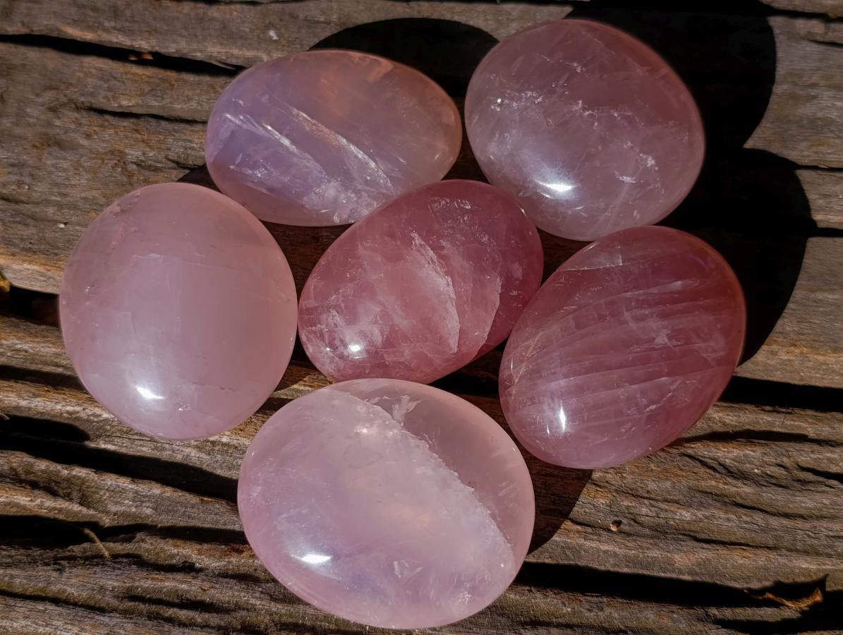 Polished Gemmy Rose Quartz Palm Stones x 20 From Madagascar - Toprock Gemstones and Minerals 
