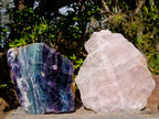 Polished and Natural Rose Quartz and Watermelon Fluorite Slices x 2 From Southern Africa - Toprock Gemstones and Minerals 