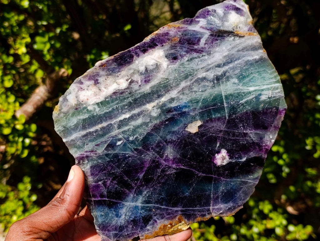 Polished and Natural Rose Quartz and Watermelon Fluorite Slices x 2 From Southern Africa - Toprock Gemstones and Minerals 