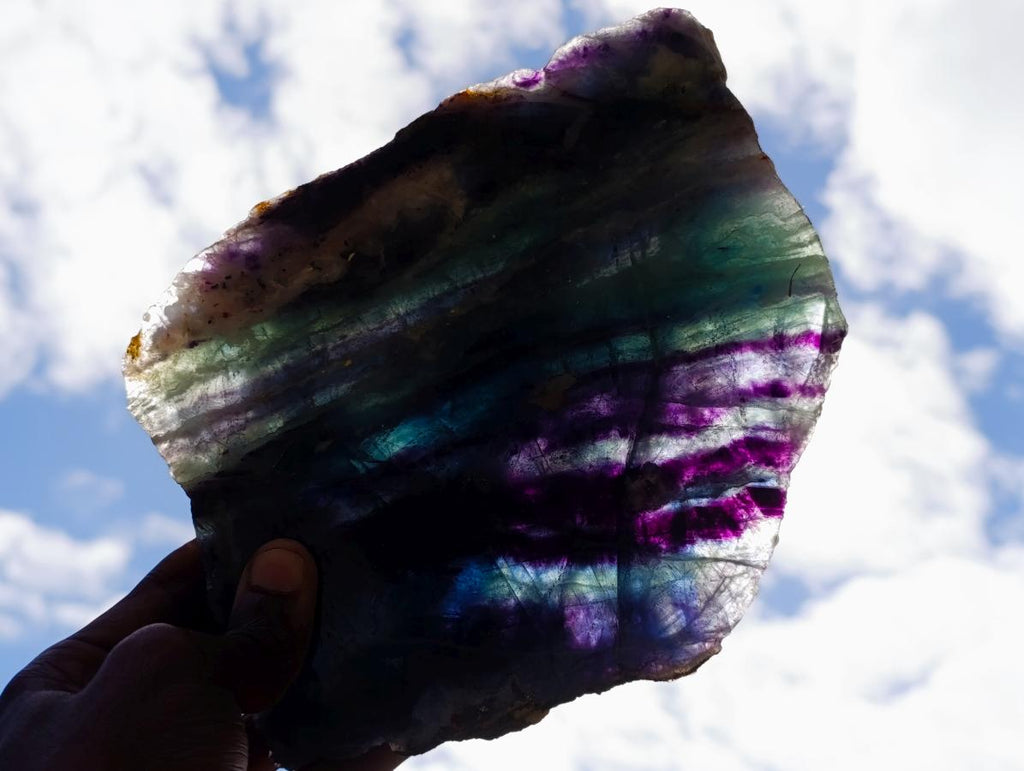 Polished and Natural Rose Quartz and Watermelon Fluorite Slices x 2 From Southern Africa - Toprock Gemstones and Minerals 