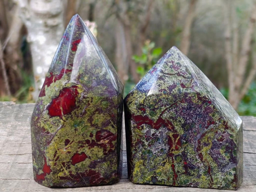Polished Bastite Dragonsblood Stone Display Crystals x 2 From Tshipise, South Africa - Toprock Gemstones and Minerals 