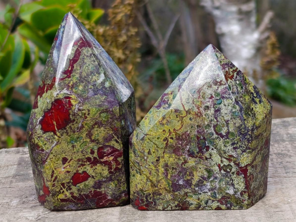 Polished Bastite Dragonsblood Stone Display Crystals x 2 From Tshipise, South Africa - Toprock Gemstones and Minerals 