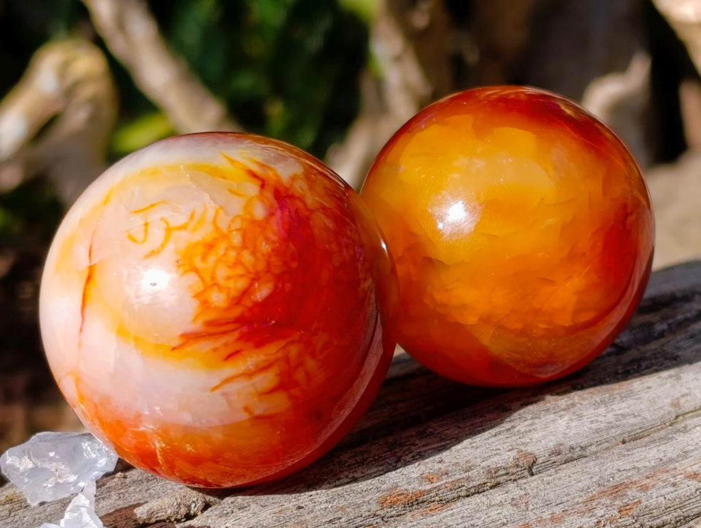 Polished and Natural Carnelian Agate Gemstone Spheres x 12 From Madagascar - Toprock Gemstones and Minerals 