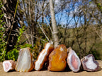 Polished One Side Banded Shashe River Agate Nodules x 6 From Zimbabwe - Toprock Gemstones and Minerals 
