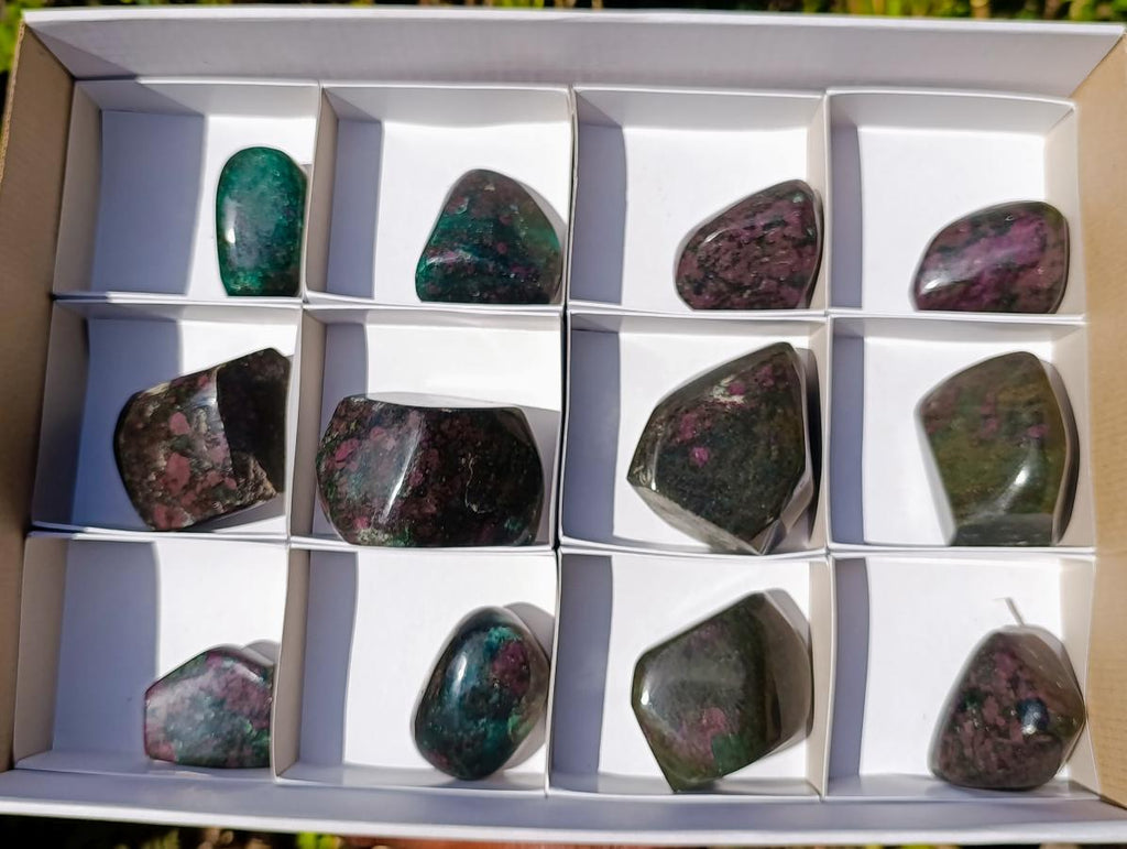 Polished Chrome Verdite Gemstone Standing Display Pieces and Free Forms x 12 From Zimbabwe - Toprock Gemstones and Minerals 