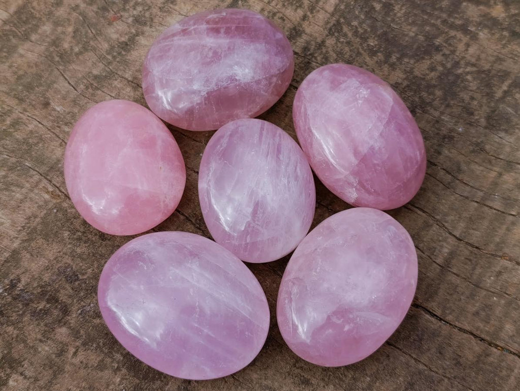 Polished Gemmy Rose Quartz Palm Stones x 24 From Madagascar - Toprock Gemstones and Minerals 