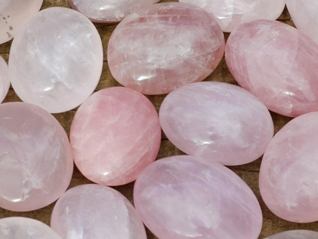 Polished Gemmy Rose Quartz Palm Stones x 24 From Madagascar - Toprock Gemstones and Minerals 