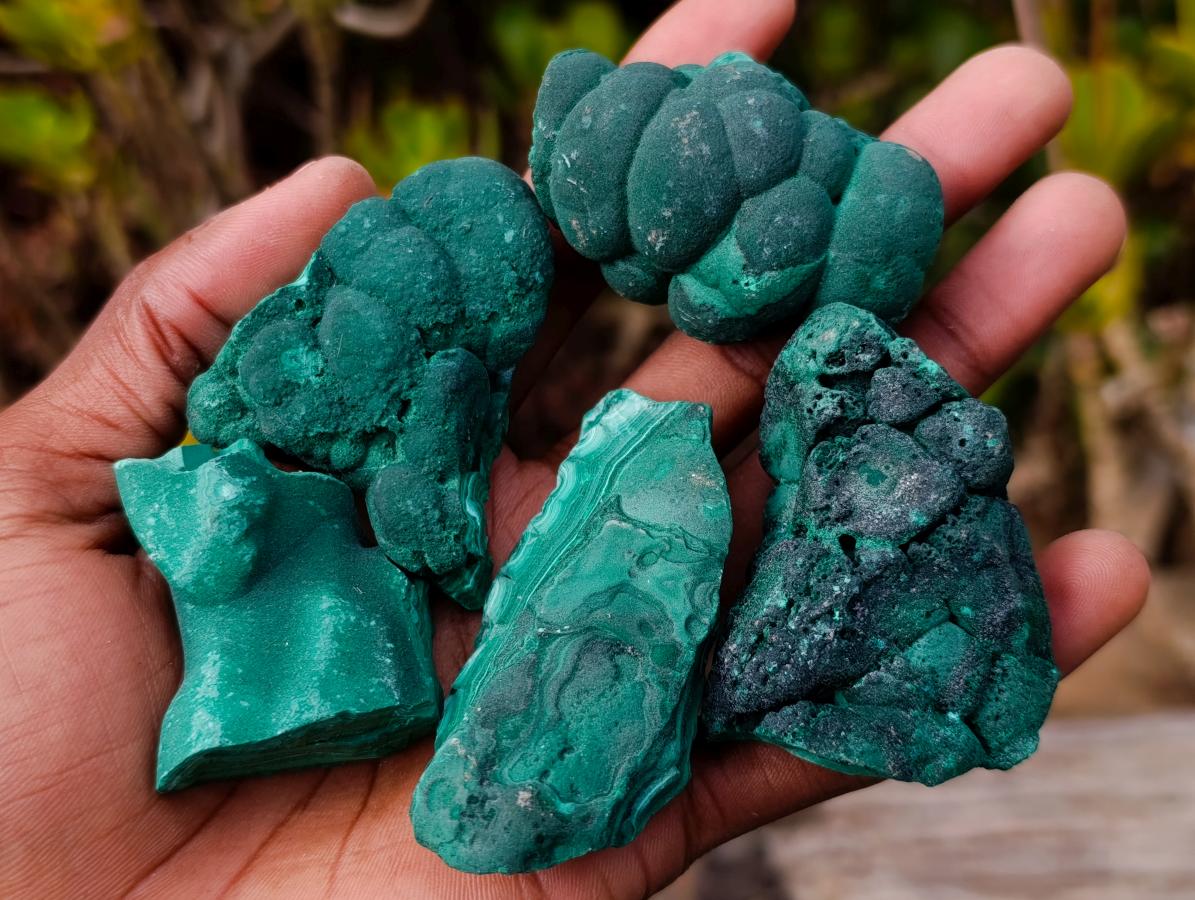 Natural Botryoidal Malachite Specimens x 12 From Congo - Toprock Gemstones and Minerals 