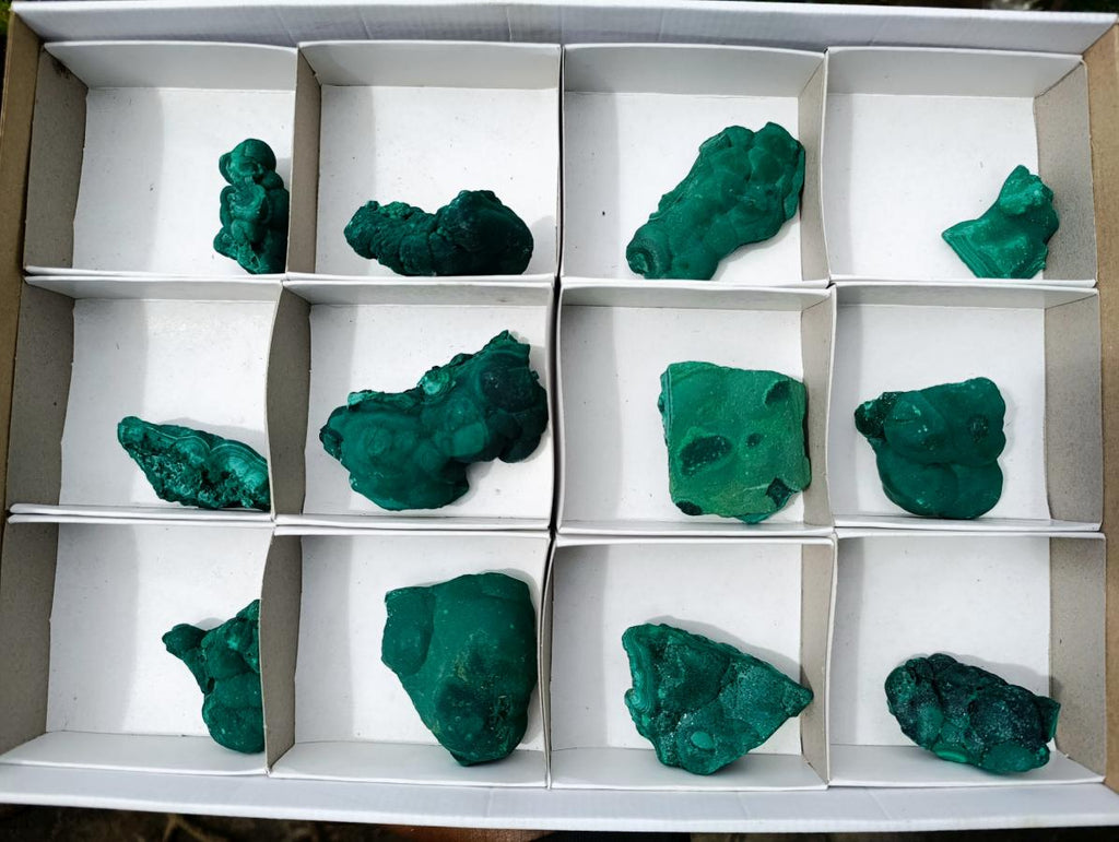 Natural Botryoidal Malachite Specimens x 12 From Congo - Toprock Gemstones and Minerals 