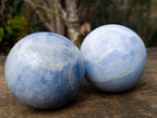 Polished Blue Calcite Spheres x 2 From Madagascar - Toprock Gemstones and Minerals 
