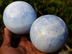Polished Blue Calcite Spheres x 2 From Madagascar - Toprock Gemstones and Minerals 
