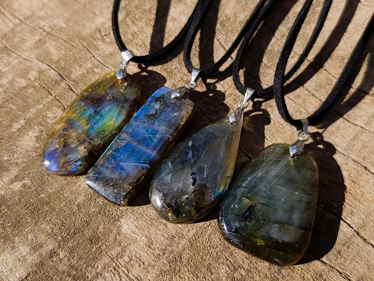 Hand Made Labradorite Necklaces x 12 From Madagascar - Toprock Gemstones and Minerals 
