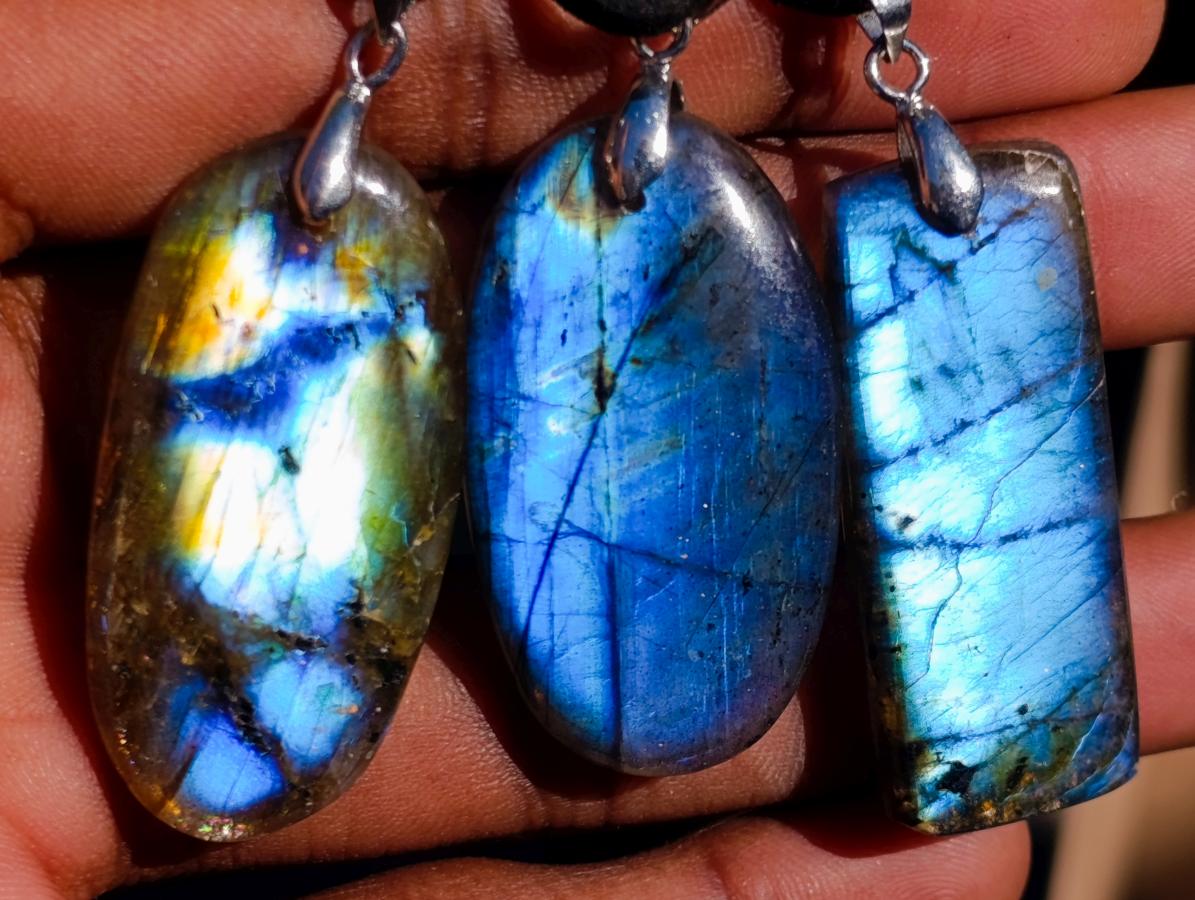 Hand Made Labradorite Necklaces x 12 From Madagascar - Toprock Gemstones and Minerals 