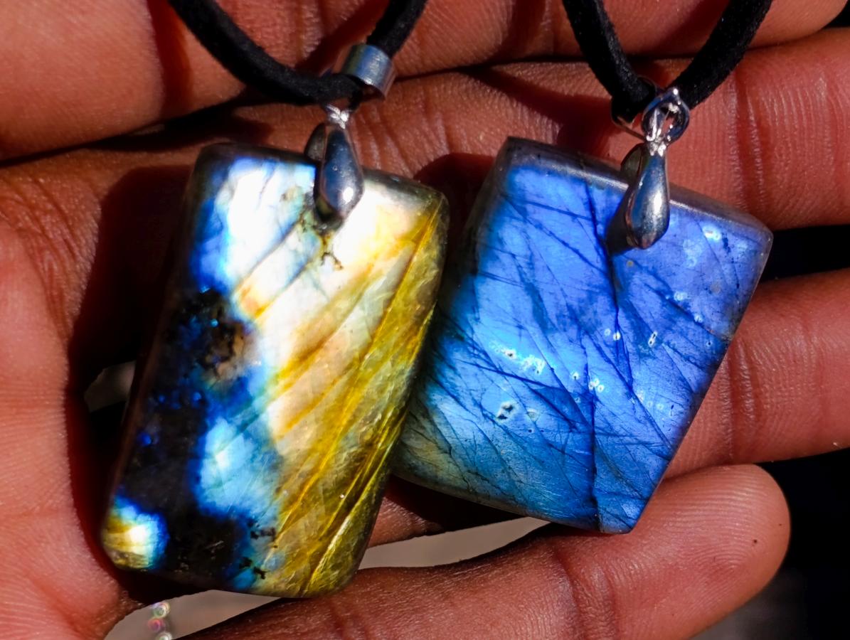 Hand Made Labradorite Necklaces x 12 From Madagascar - Toprock Gemstones and Minerals 