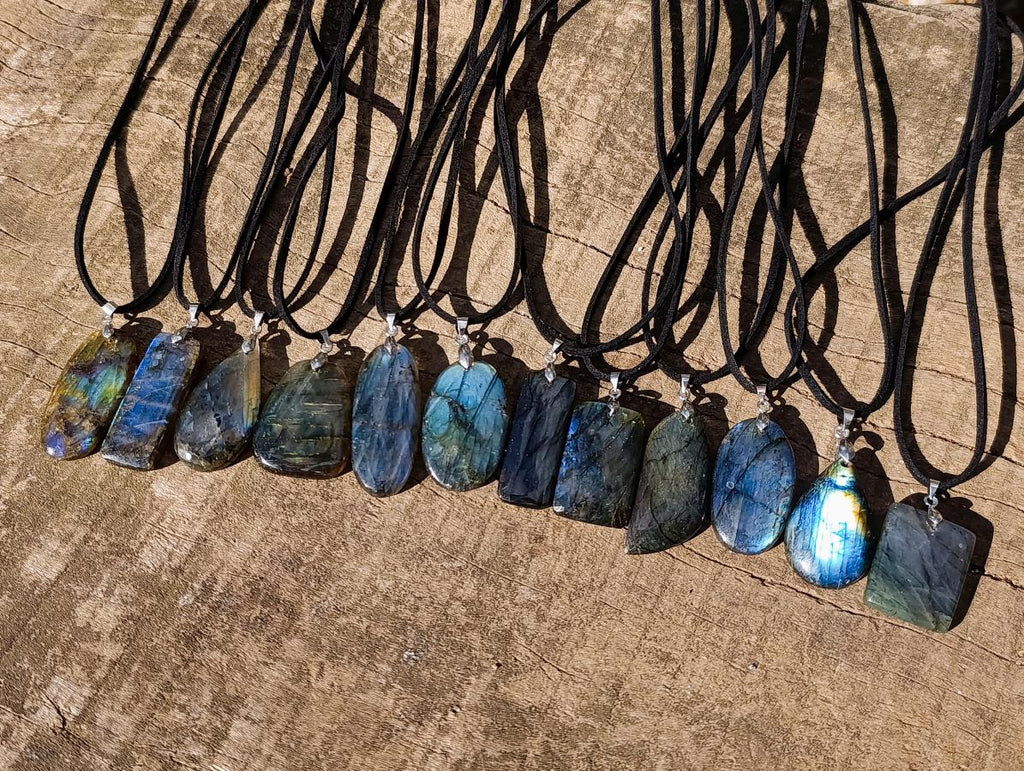 Hand Made Labradorite Necklaces x 12 From Madagascar - Toprock Gemstones and Minerals 