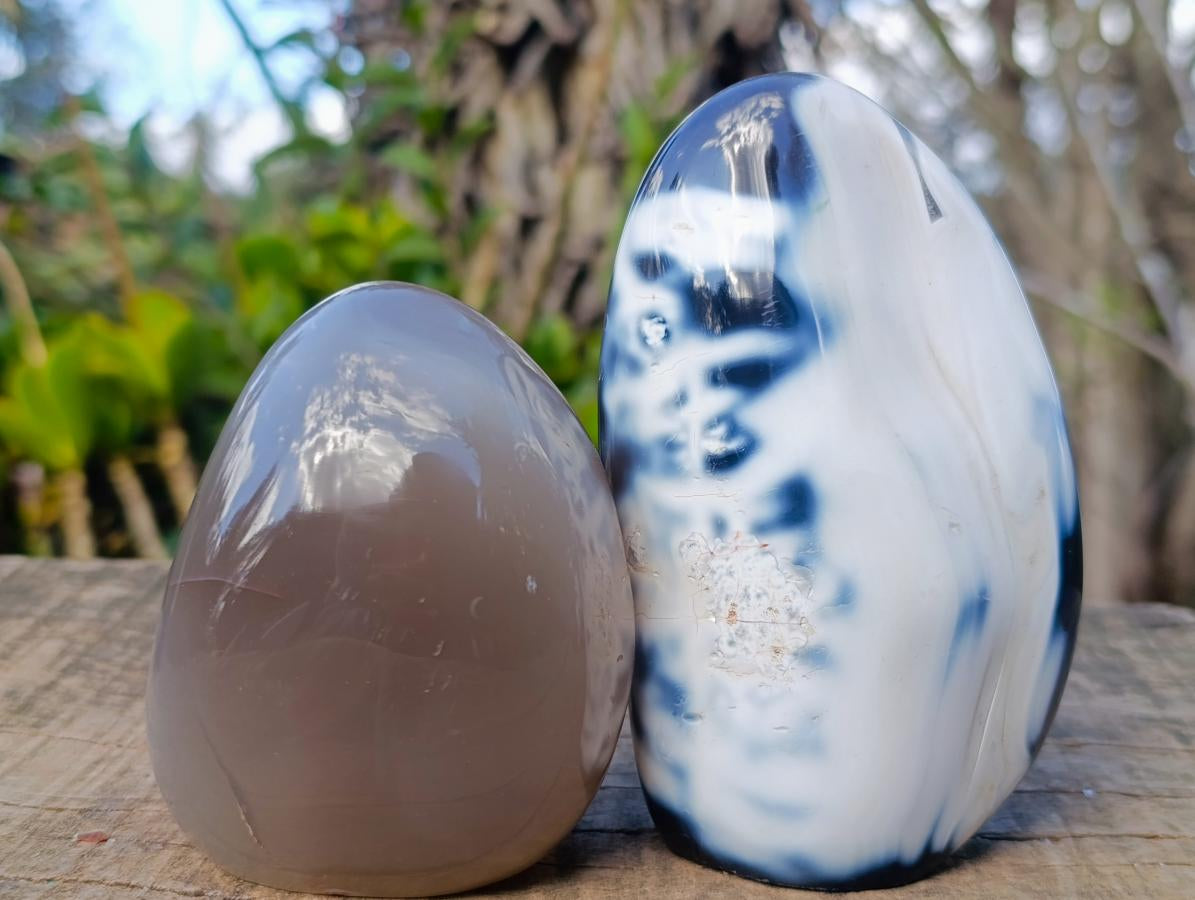 Polished Snow Orca Agate Standing Display Pieces x 3 From West Coast, Madagascar - Toprock Gemstones and Minerals 
