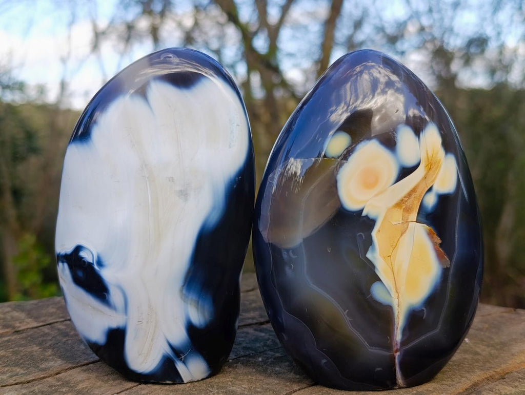 Polished Snow Orca Agate Standing Display Pieces x 3 From West Coast, Madagascar - Toprock Gemstones and Minerals 
