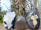 Polished Snow Orca Agate Standing Display Pieces x 3 From West Coast, Madagascar - Toprock Gemstones and Minerals 
