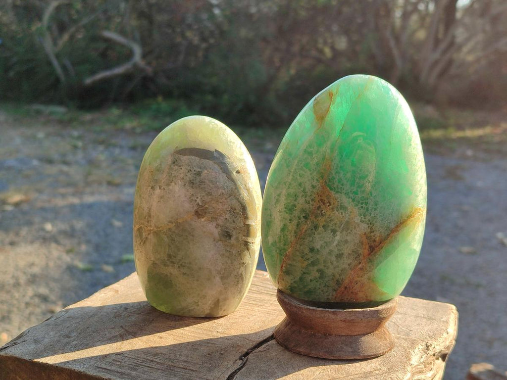 Polished Green Fluorite Standing Display Pieces x 2 From Madagascar - Toprock Gemstones and Minerals 