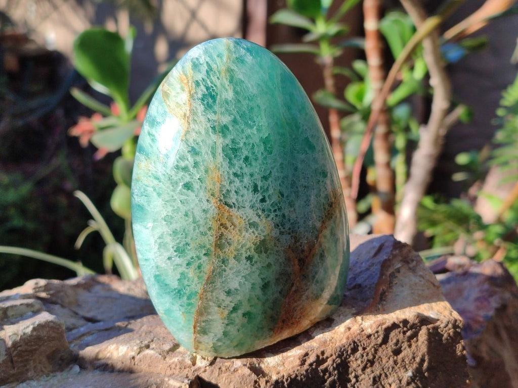 Polished Green Fluorite Standing Display Pieces x 2 From Madagascar - Toprock Gemstones and Minerals 