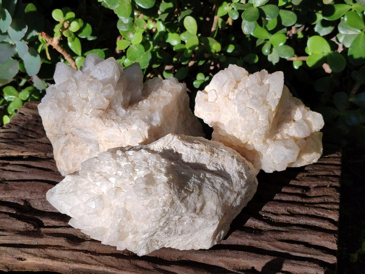 Natural Cascading "Anananas" Candle Quartz Crystal Clusters x 3 From Antsirabe, Madagascar - Toprock Gemstones and Minerals 