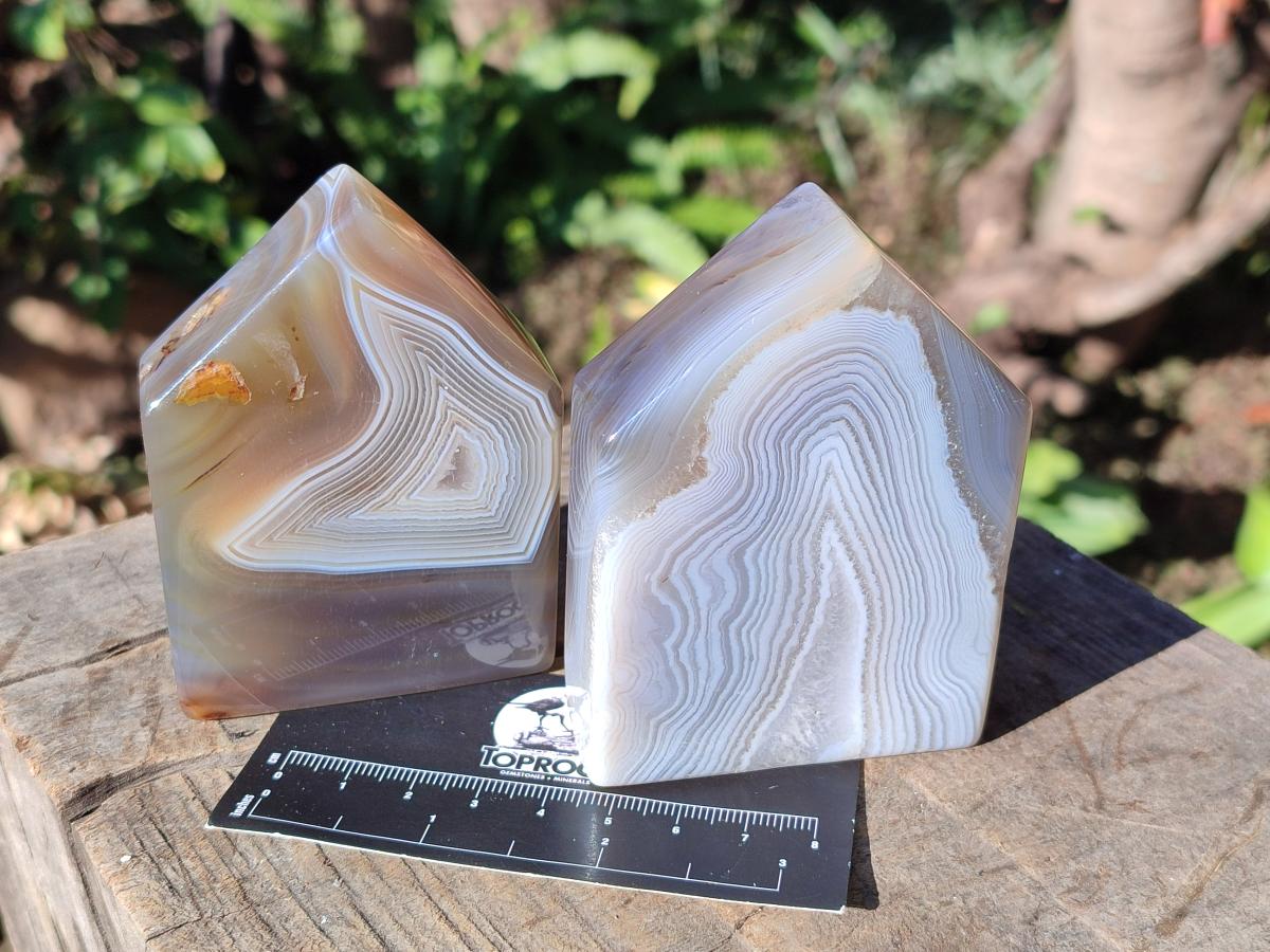 Polished Banded Agate House Shaped Slices x 6 From Madagascar - Toprock Gemstones and Minerals 