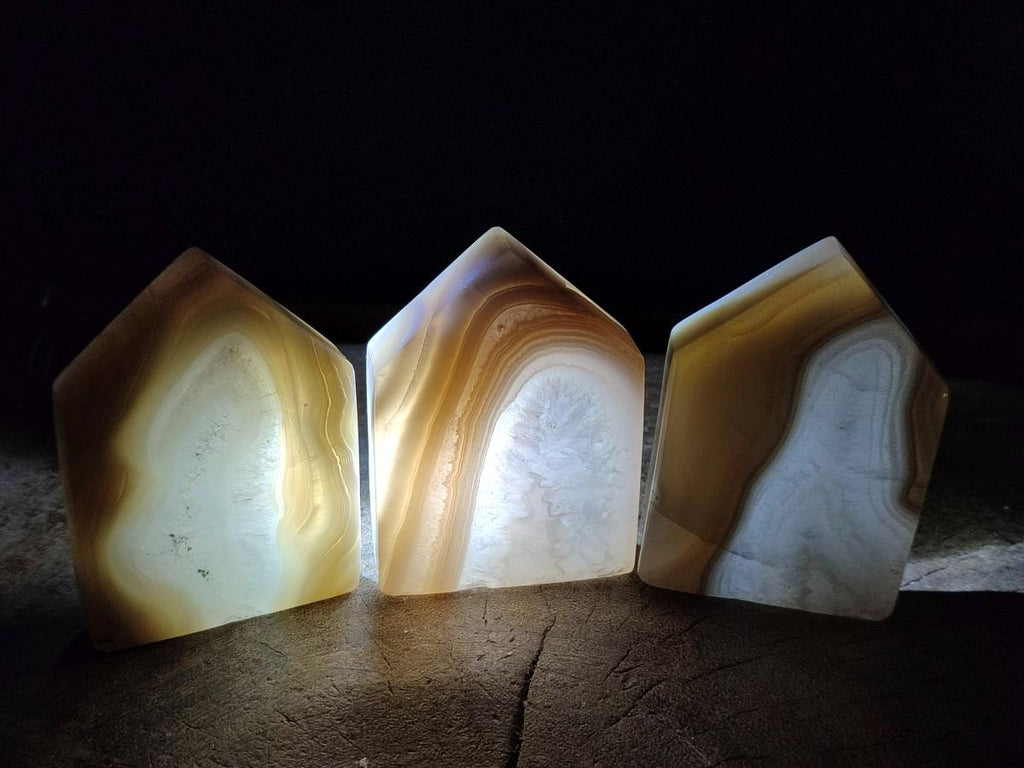 Polished Banded Agate House Shaped Slices x 6 From Madagascar - Toprock Gemstones and Minerals 