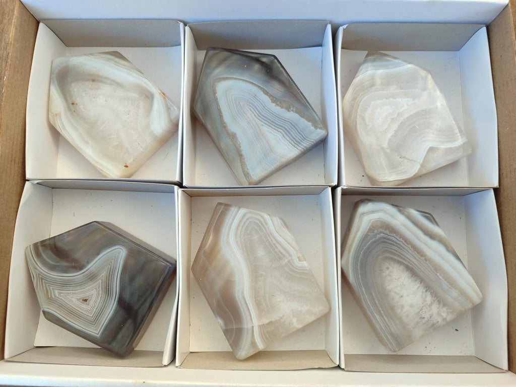 Polished Banded Agate House Shaped Slices x 6 From Madagascar - Toprock Gemstones and Minerals 