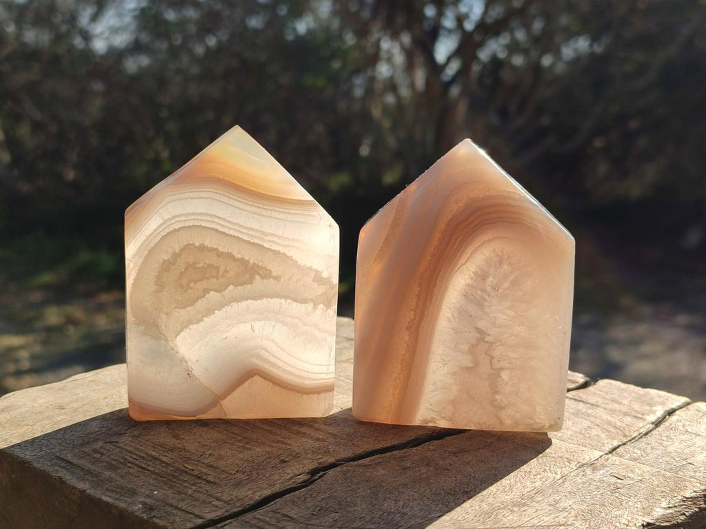 Polished Banded Agate House Shaped Slices x 6 From Madagascar - Toprock Gemstones and Minerals 