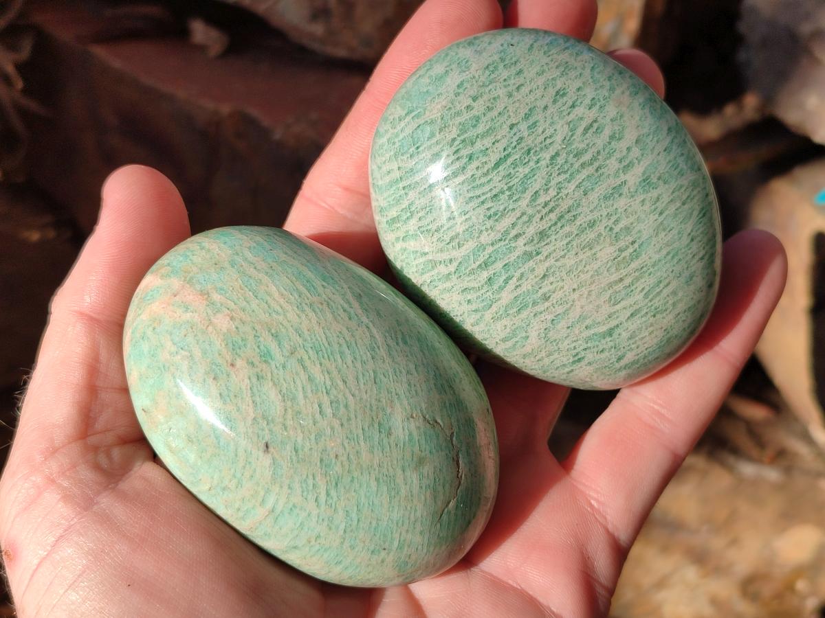 Polished Large Amazonite Free Forms x 12 From Zimbabwe - Toprock Gemstones and Minerals 
