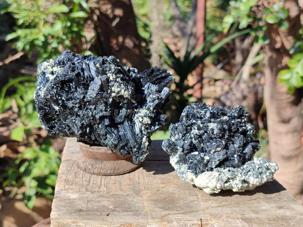 Natural Schorl Black Tourmaline Specimens x 2 From Erongo, Namibia - Toprock Gemstones and Minerals 