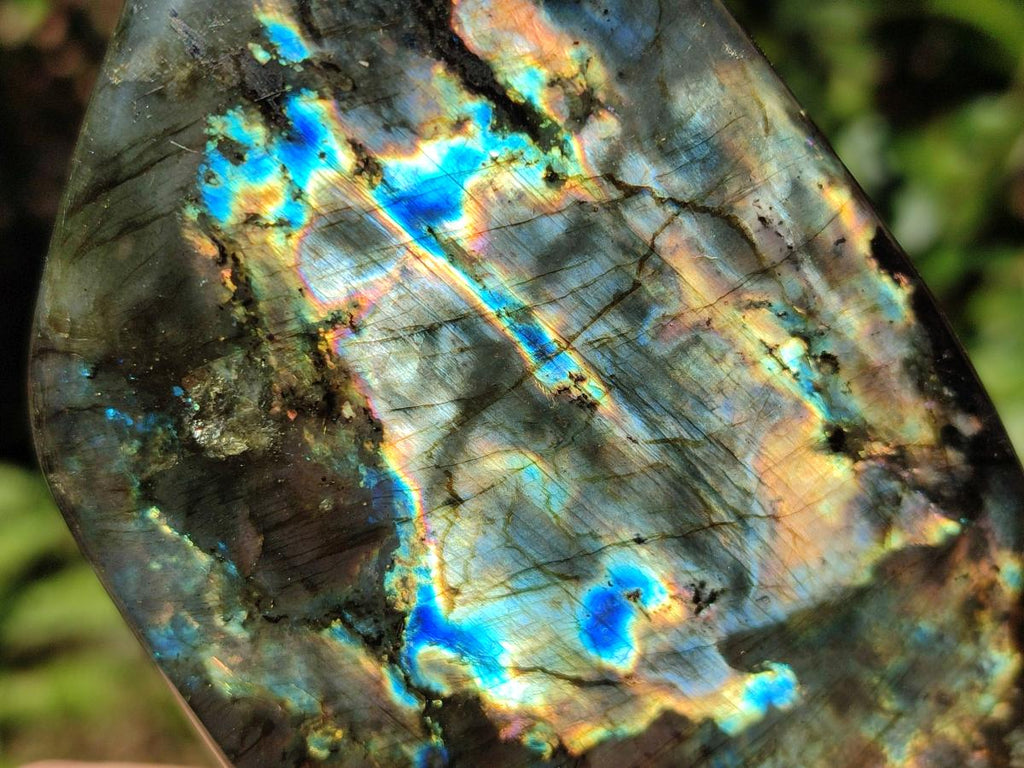 Polished Spectrolite Labradorite Standing Display Pieces x 3 From Madagascar - Toprock Gemstones and Minerals 