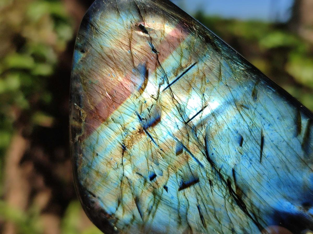 Polished Spectrolite Labradorite Standing Display Pieces x 3 From Madagascar - Toprock Gemstones and Minerals 