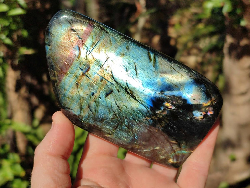 Polished Spectrolite Labradorite Standing Display Pieces x 3 From Madagascar - Toprock Gemstones and Minerals 