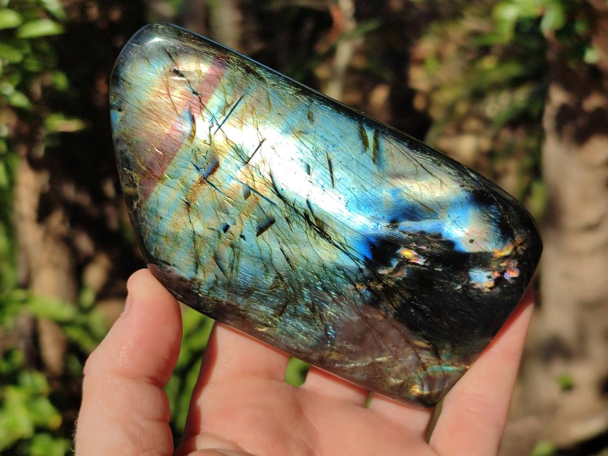 Polished Spectrolite Labradorite Standing Display Pieces x 3 From Madagascar - Toprock Gemstones and Minerals 