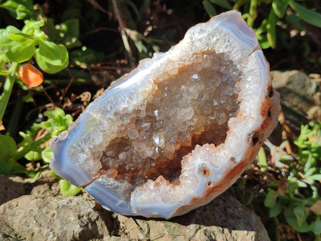 Polished and Natural Agate Nodules with Crystalline Geode Centres x 5 From Maintirano, Madagascar - Toprock Gemstones and Minerals 
