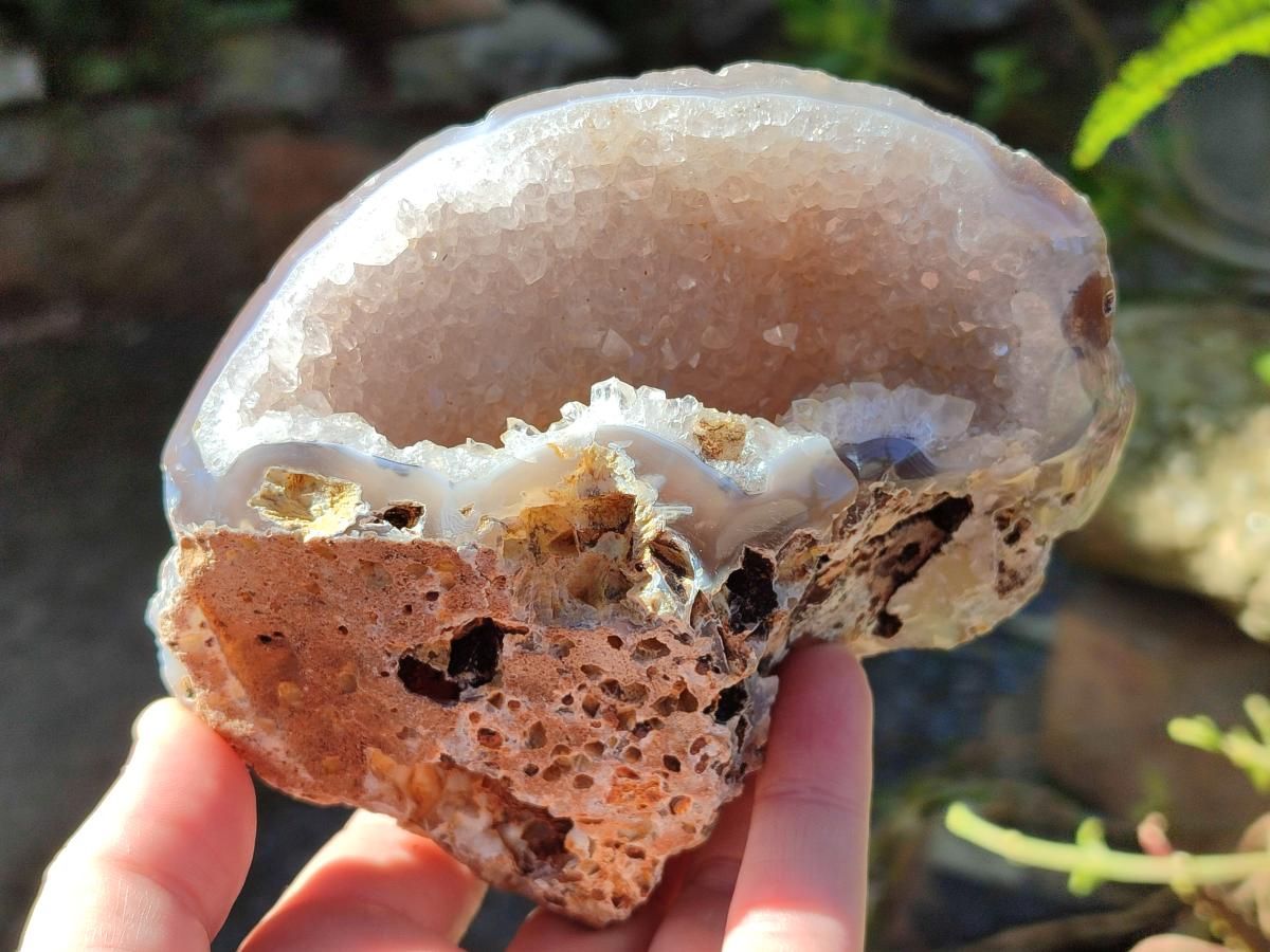 Polished and Natural Agate Nodules with Crystalline Geode Centres x 5 From Maintirano, Madagascar - Toprock Gemstones and Minerals 