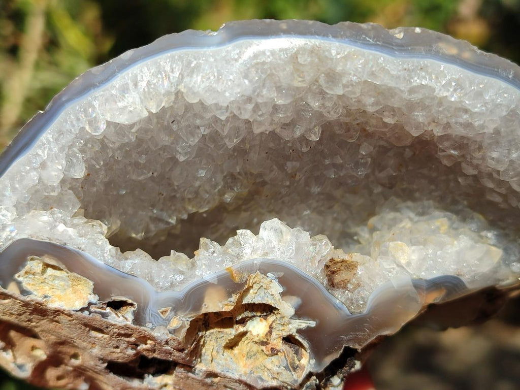 Polished and Natural Agate Nodules with Crystalline Geode Centres x 5 From Maintirano, Madagascar - Toprock Gemstones and Minerals 