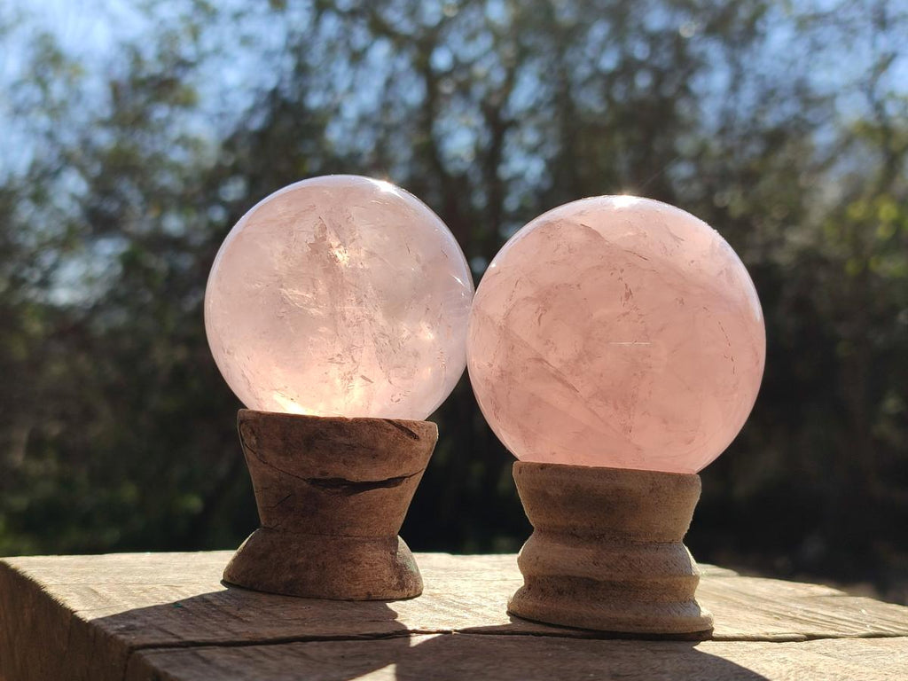 Polished Gemmy Star Rose Quartz Spheres x 5 From Madagascar - Toprock Gemstones and Minerals 