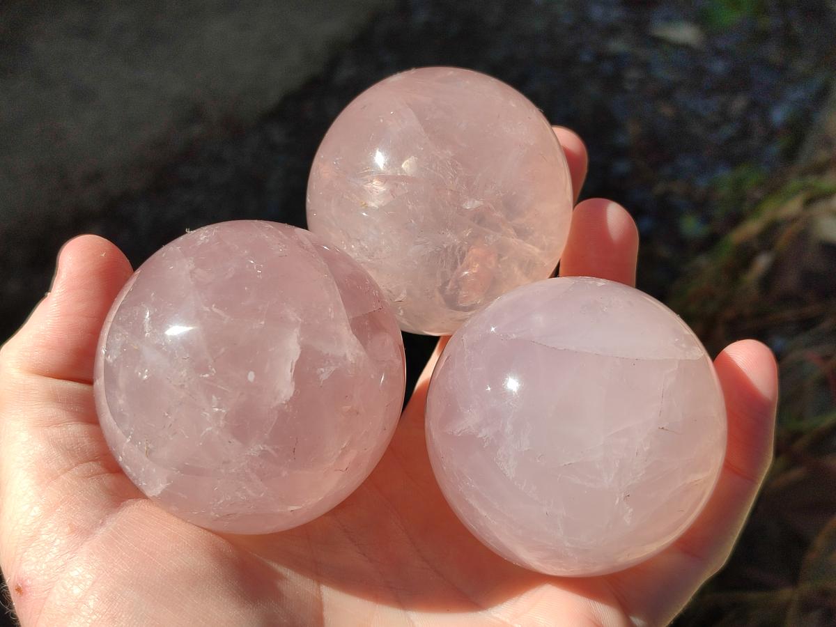 Polished Gemmy Star Rose Quartz Spheres x 5 From Madagascar - Toprock Gemstones and Minerals 