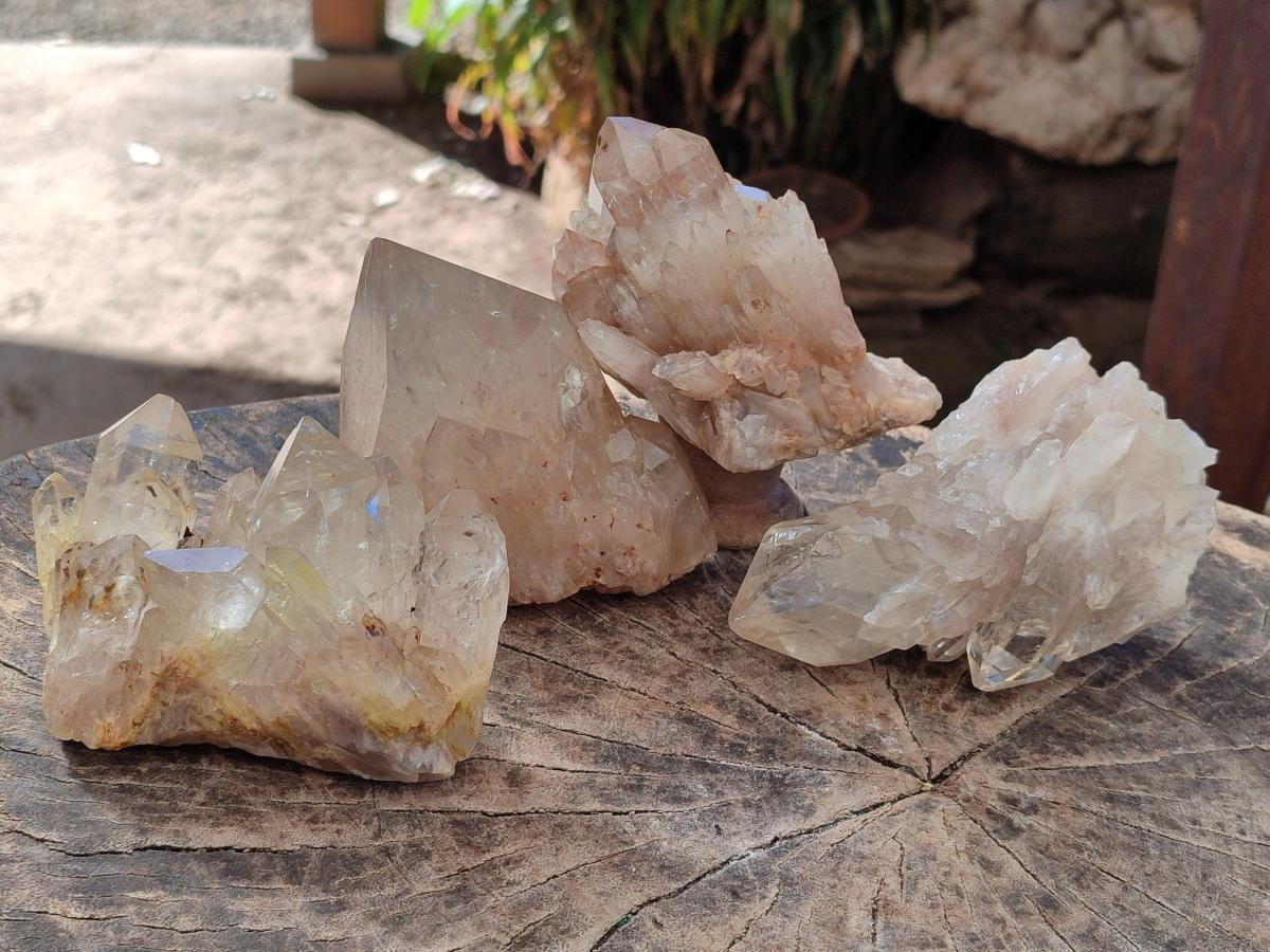 Natural Cascading Clear Luena Quartz Crystals and Clusters x 4 From Luena, Congo - Toprock Gemstones and Minerals 