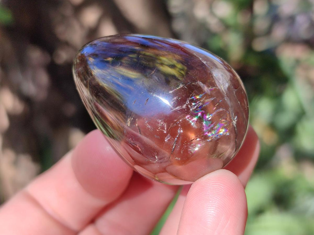 Polished Smokey Window Quartz Eggs x 12 From Madagascar - Toprock Gemstones and Minerals 